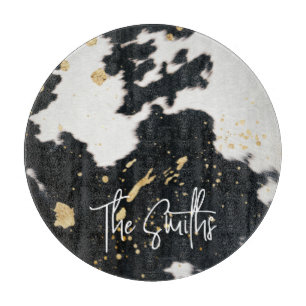 Planche À Découper Vachette noire et dorée