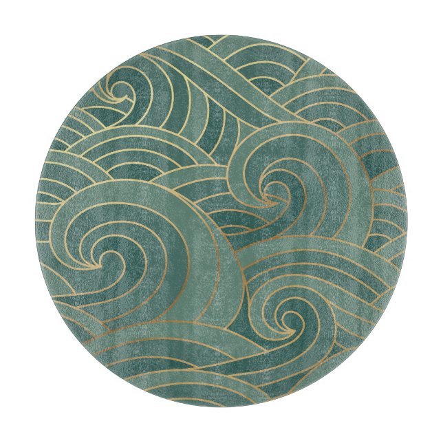 Planche À Découper Vague d'or : Traditionnel luxe oriental (Devant)