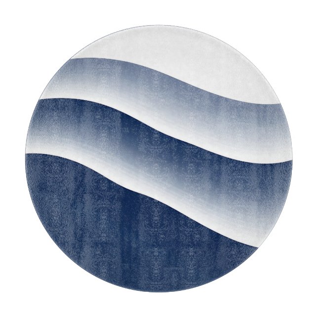 Planche À Découper Vagues abstraites d'océan bleu marine (Devant)