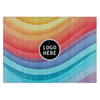 Planche À Découper Vagues arc-en-ciel Abstraites | Ajouter votre logo
