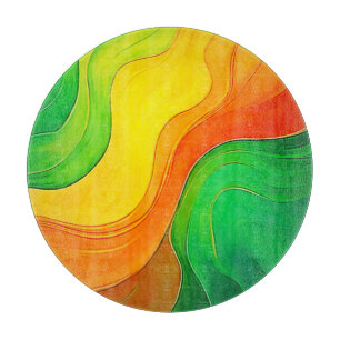 Planche À Découper Vagues Artistiques Vert Jaune Organiques