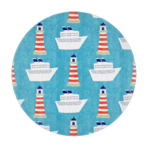 Planche À Découper Vagues nautiques : Motif de croiseur de phare.