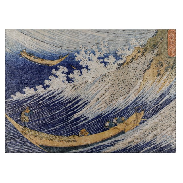 Planche À Découper Vagues océaniques Hokusai Bateaux en mer (Devant)