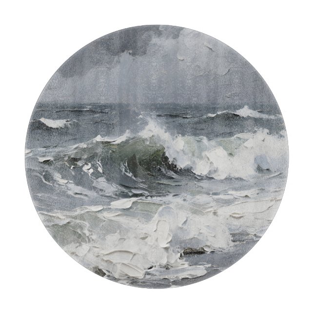 Planche À Découper Vagues océaniques Paysage marin orageux Texturé (Devant)