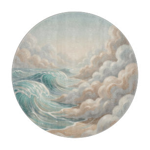 Planche À Découper Vagues océaniques sereines paysage marin ciel nuag