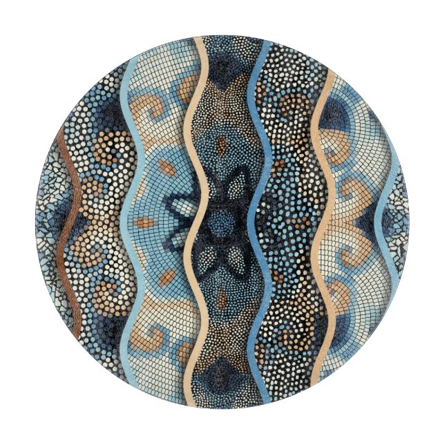 Planche À Découper Vagues Ornées : Texture de mosaïque. (Devant)