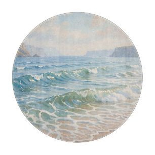 Planche À Découper Vagues sereines de l'océan se brisant sur la plage