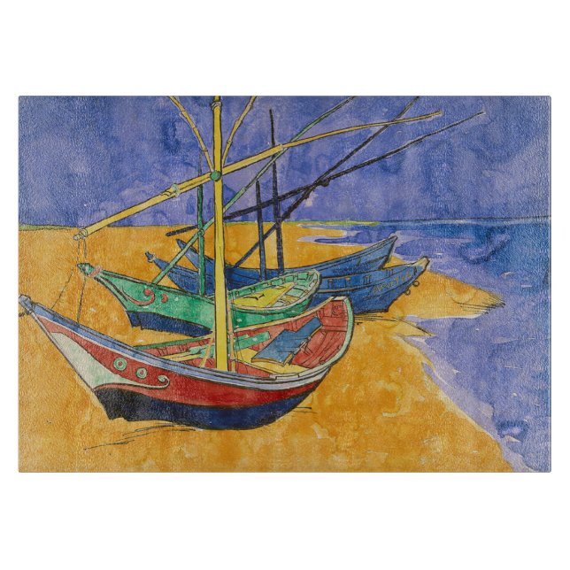 Planche À Découper Van Gogh Bateaux Plage impressionniste (Devant)