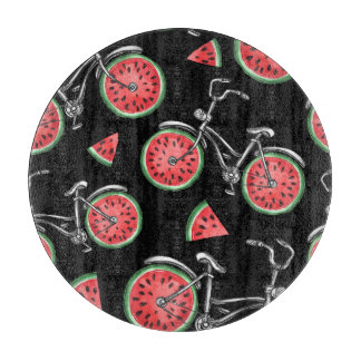 Planche À Découper Vélos à roue de pastèque, motif d'été.