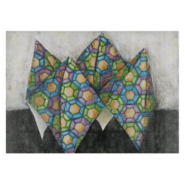 Planche À Découper Vendeur Origami Fortune sur papier géométrique (Devant)