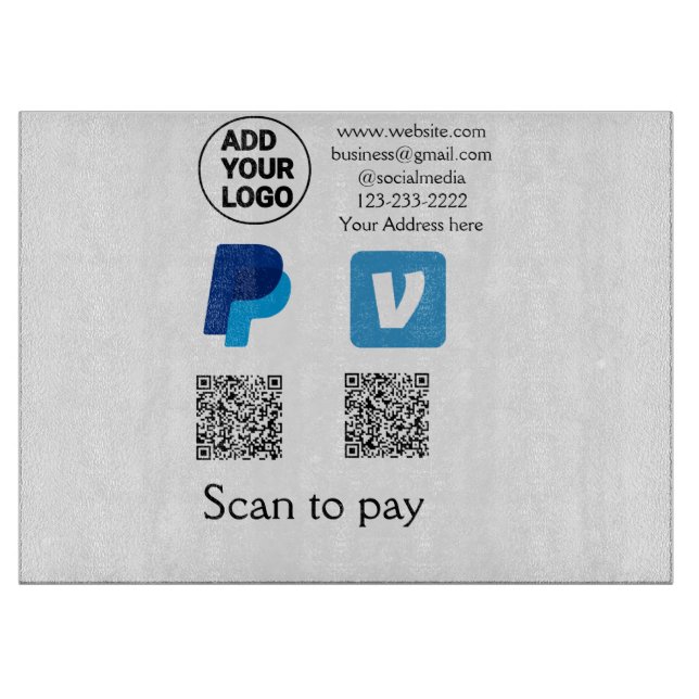 Planche À Découper Venmo paypal scan pour payer ajouter q r code logo (Devant)