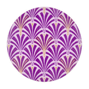Planche À Découper Ventilateur Art Déco motif - violet et orchidée