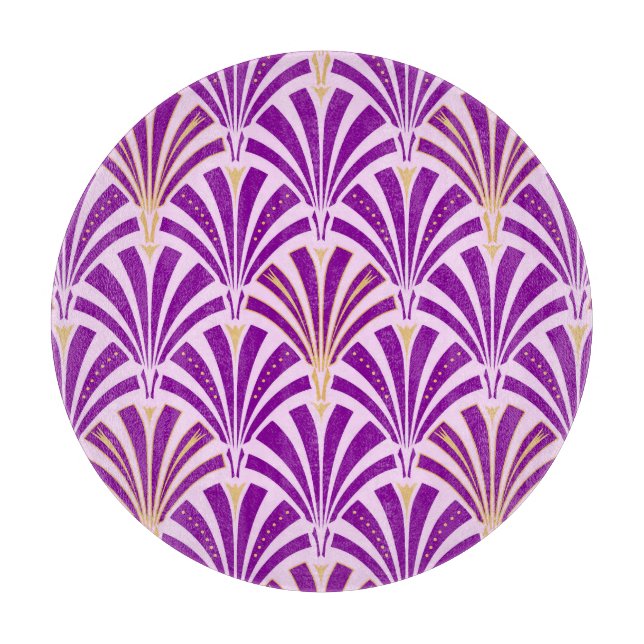 Planche À Découper Ventilateur Art Déco motif - violet et orchidée (Devant)