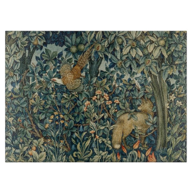 Planche À Découper VERDURE, ANIMAUX FORESTIERS Pheasant, Fox, Vert Fl (Devant)