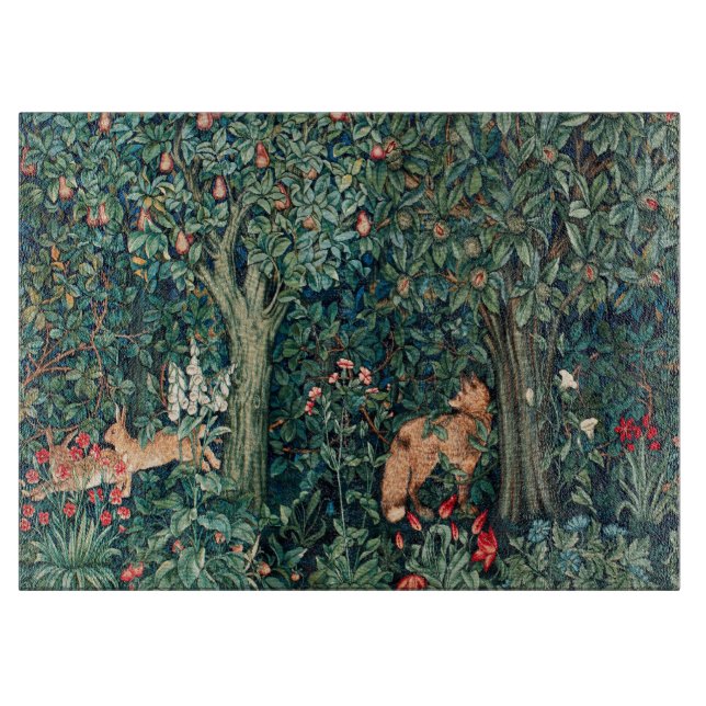 Planche À Découper VERDURE, Hares d'ANIMAUX FORESTIERS, Renard, Flora (Devant)