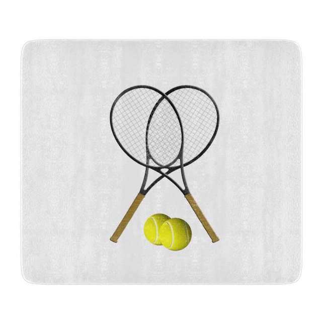 Planche À Découper Verre à thème de tennis en double (Devant)