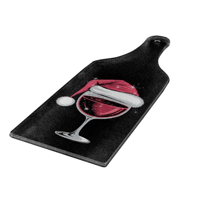 Planche À Découper Verre à vin rouge Noël drôle de Noël Xmas  (Coin)