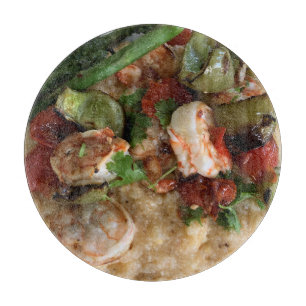 Planche À Découper Verre de crevettes et de grains