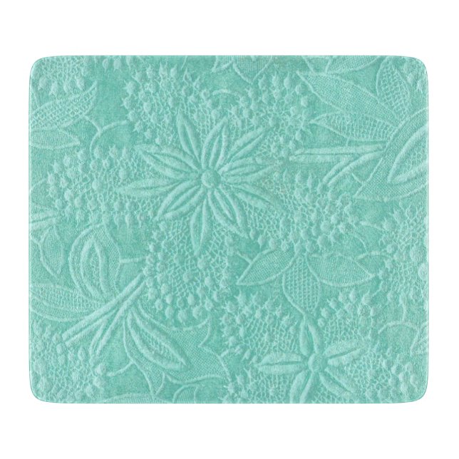 Planche À Découper Verre de fleurs vert à la menthe (Devant)