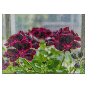 Planche À Découper Verre de fleurs violettes