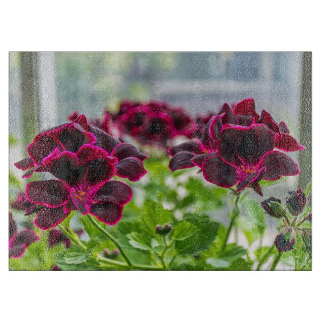 Planche À Découper Verre de fleurs violettes (Devant)