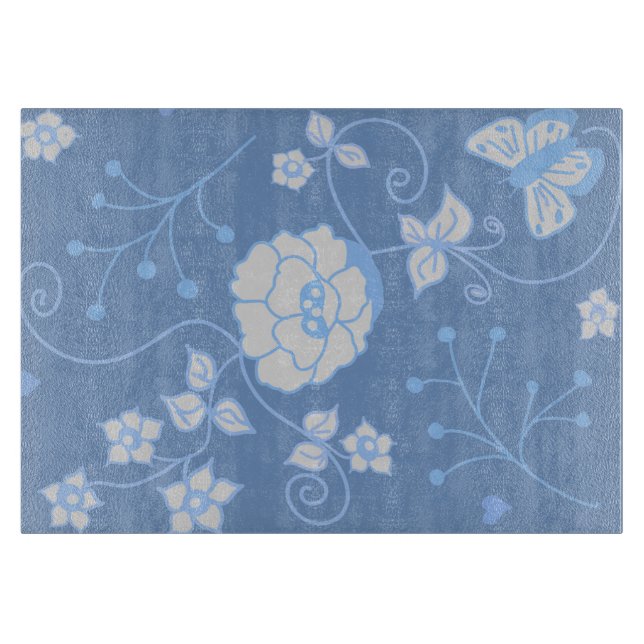 Planche À Découper Verre décoratif Blue Garden (Devant)