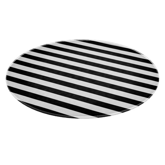 Planche À Découper Verre décoratif rayé noir et blanc élégant (Coin)