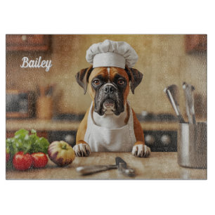 Planche À Découper Verre personnalisé Boxer Mignon