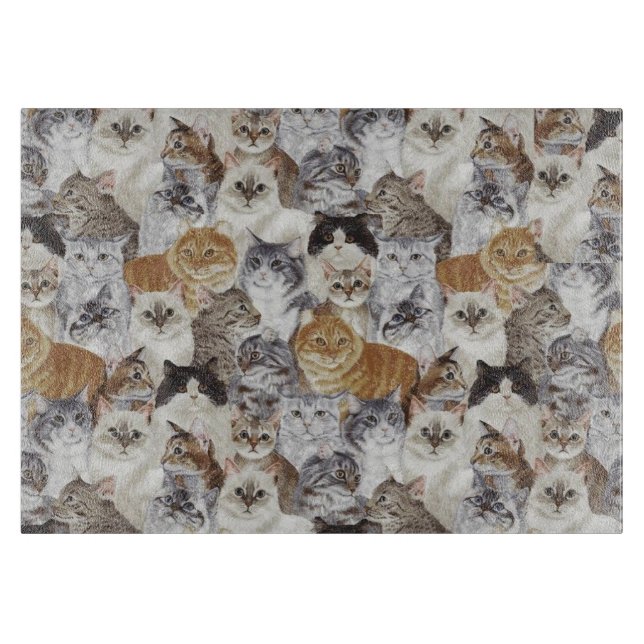 Planche À Découper Verre tempéré Amoureux des chats (Devant)