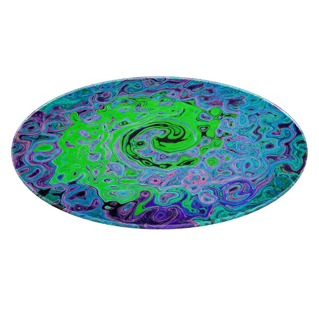 Planche À Découper Vert Citron Groovy Abstrait Rétro Tourbillon Liqui (Coin)