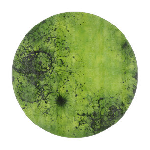 Planche À Découper Vert Citron Grunge avec Accents Noirs
