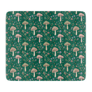 Planche À Découper Vert Émeraude Vibrant Champignons Luxe Ton Bijou