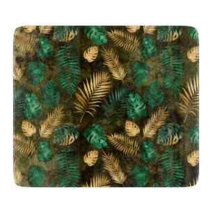 Planche À Découper Vert Jaune Tropical Feuilles De Palmier De Jungle
