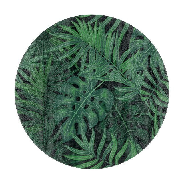 Planche À Découper Vert nuit tropicale : Motif Plante exotique (Devant)