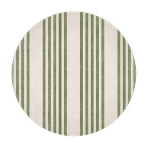Planche À Découper Vert olive et beige cinq rayures motif