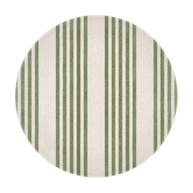 Planche À Découper Vert olive et beige cinq rayures motif (Devant)