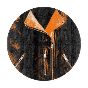 Planche À Découper Veste en cuir Orange table ronde