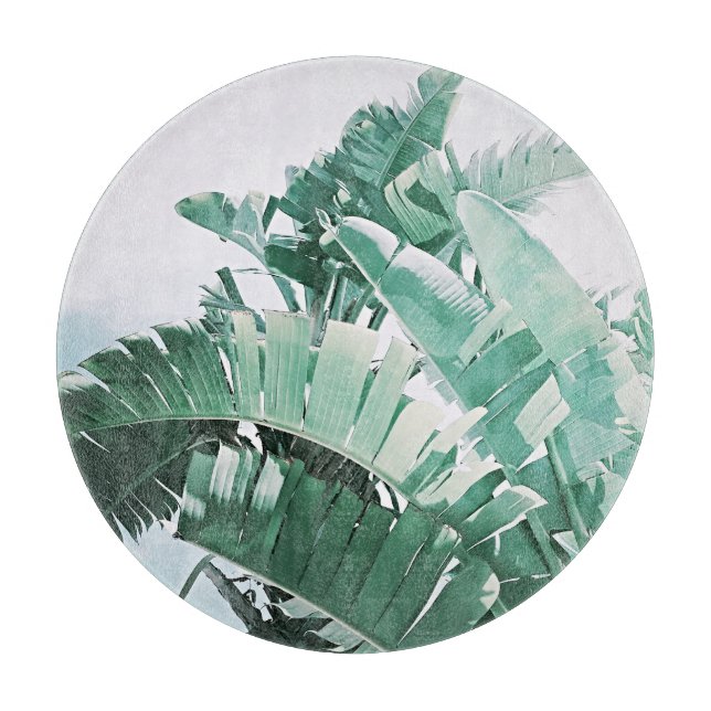 Planche À Découper Vibes d'été Banana Feuilles vert pâle (Devant)