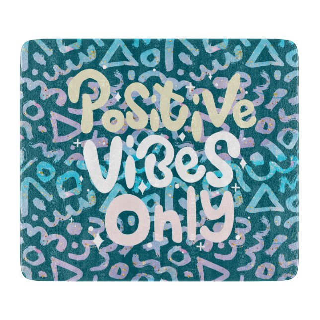 Planche À Découper Vibes positives uniquement géométriques vertes (Devant)