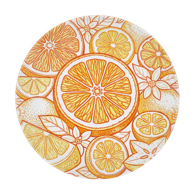 Planche À Découper Vibrant Citrus Orange Slice Pattern (Devant)
