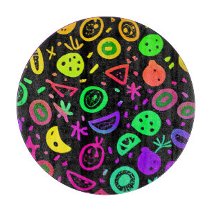 Planche À Découper Vibrant Neon Fruits Motif Art