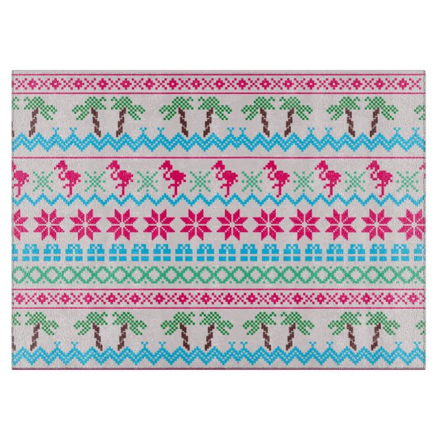 Planche À Découper Vilain pull de Noël Flamant rose Tropical (Devant)