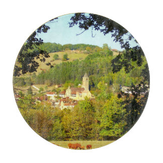 Planche À Découper Village médiéval de Plazac en verre