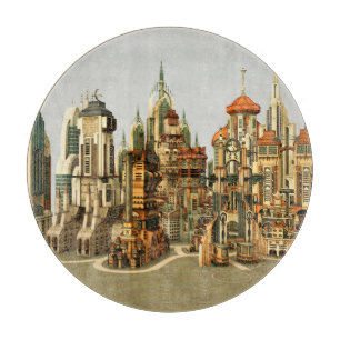 Planche À Découper Ville de fantasy futuriste Art de la skyline de sc