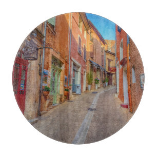 Planche À Découper Ville française colorée sur une colline