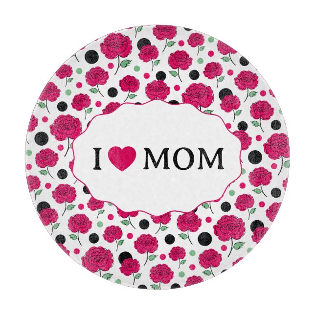 Planche À Découper Vin Rose Vert Motif Graphique à Points Moderne   (Devant)