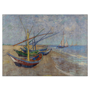 Planche À Découper Vincent van Gogh - Bateaux de pêche sur la plage