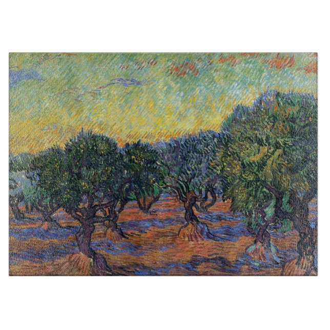 Planche À Découper Vincent Van Gogh Oliveraie Impressionnisme Art (Devant)