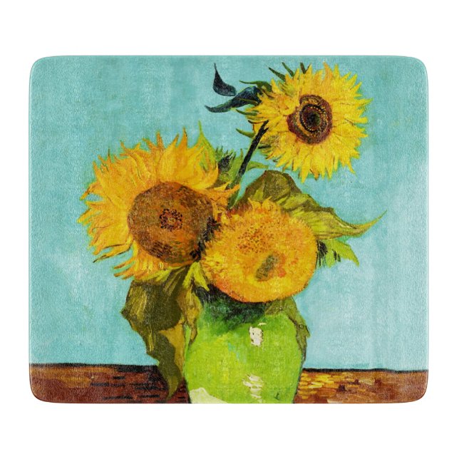 Planche À Découper Vincent Van Gogh Trois Tournesols Dans Un Vase (Devant)