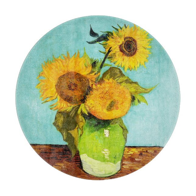 Planche À Découper Vincent Van Gogh Trois Tournesols Dans Un Vase (Devant)